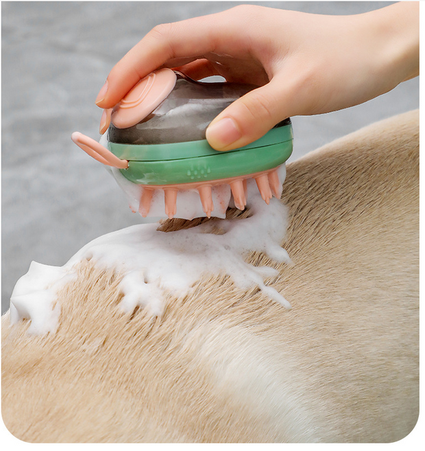 New 2 In 1 Pet Bathing Grooming Brush with Soap Dispensing
